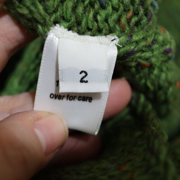 Su-Zen Vintage Green Wool Cable-Knit Cardigan Sweater Fairycore USA Size 2 - Picture 14 of 15